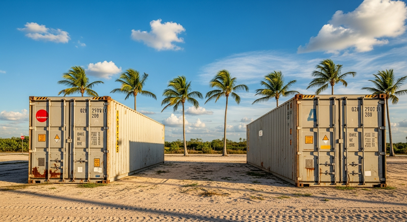 Shipping containers on a Florida property